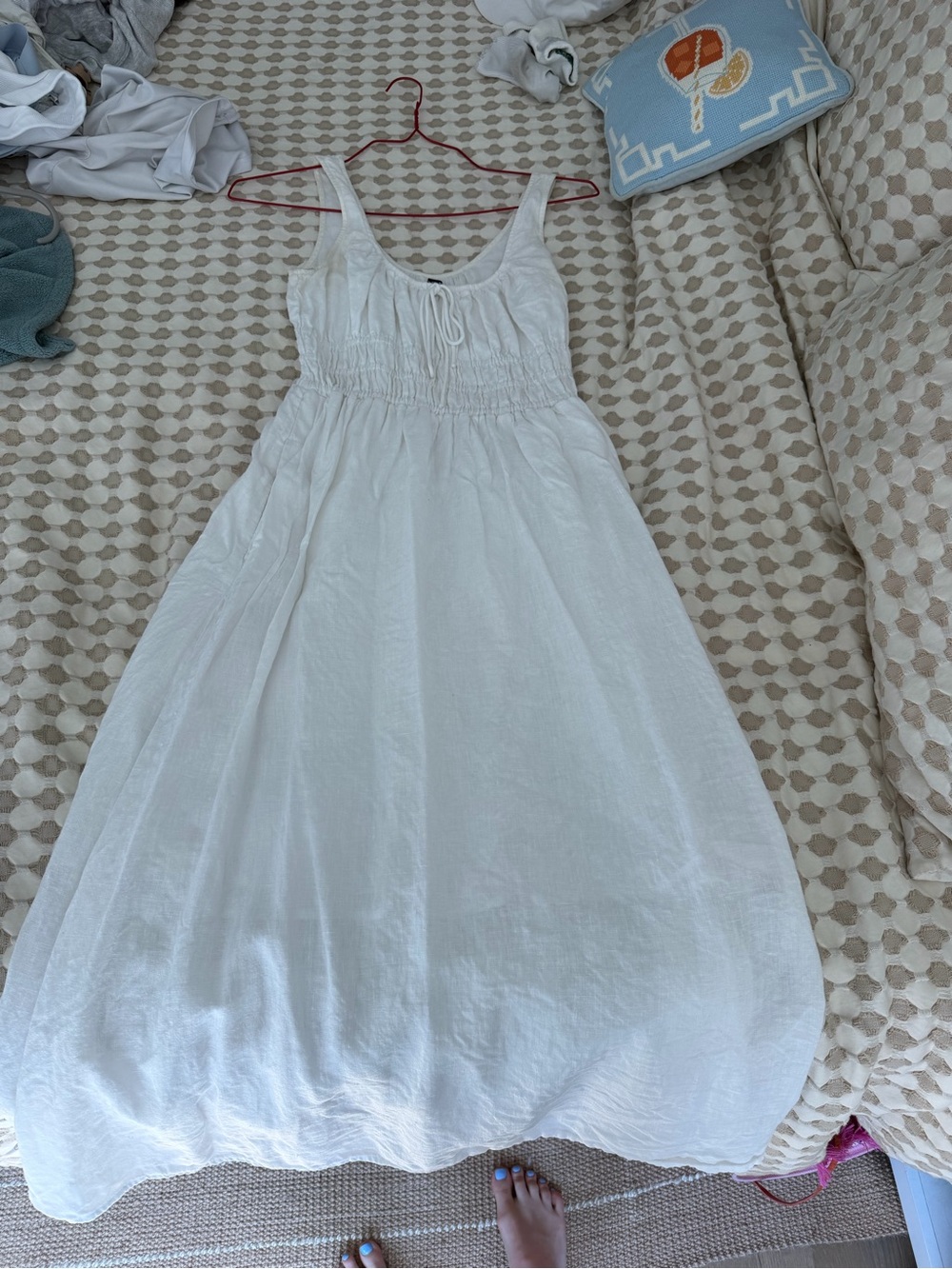 J. Crew White Sleeveless Summer Dress with Smocked Waist